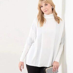 Shimmer Turtleneck Sweater in White and Shimmer Accents
